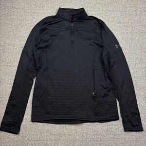 Under Armour ColdGear Mens L‎ Black Fitted 1/4 Zip Grid Fleece Pullover Jacket